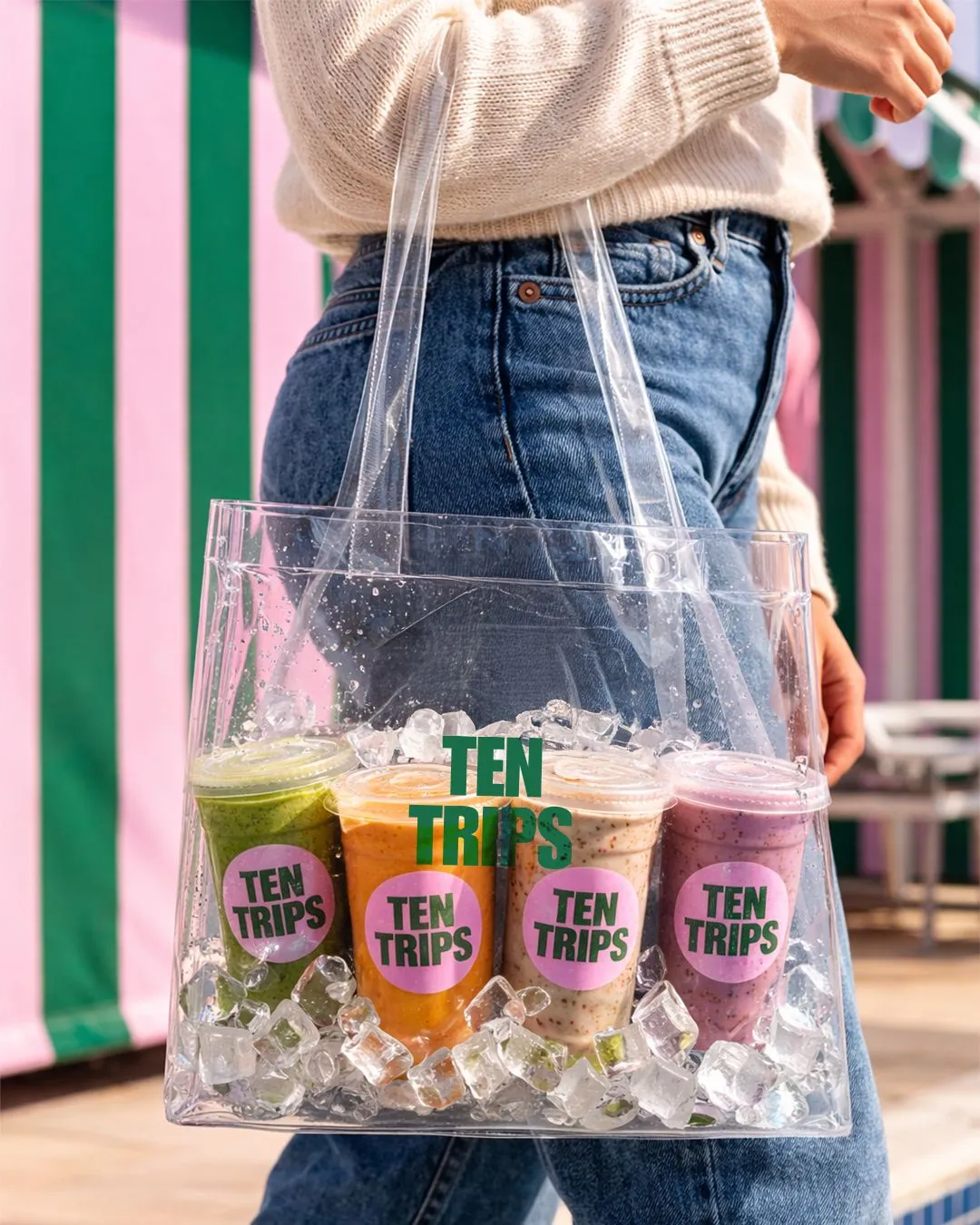 4 Ten Trips smoothies packed in a transparent bag with ice — Kandivali East Mumbai