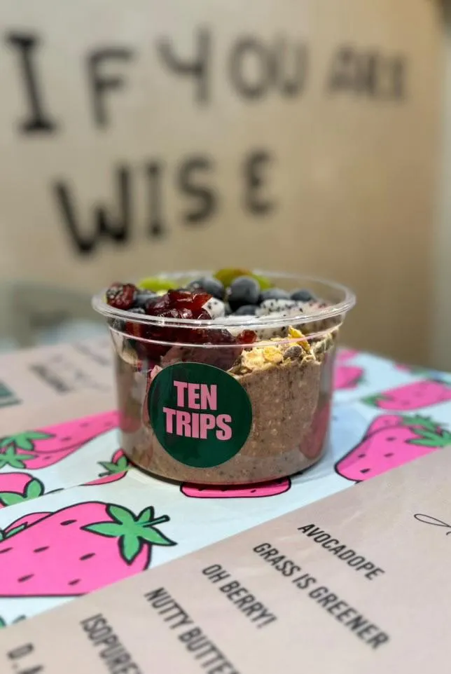 Wake Cup overnight oats smoothie bowl at Ten Trips Cafe Kandivali East Mumbai