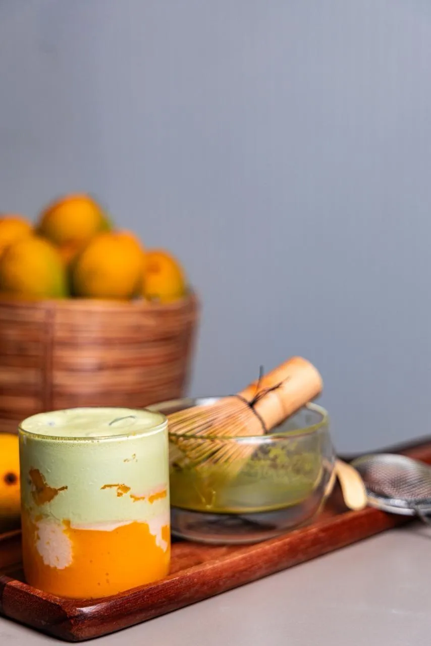 Ten Trips Cafe mango matcha drink setup Kandivali East
