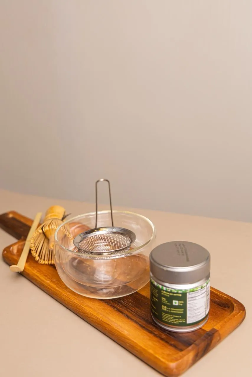 Ten Trips Cafe matcha preparation tools and ingredients